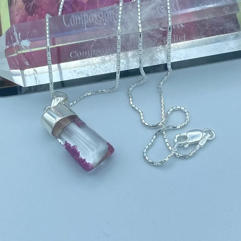 Garden Quartz Purple Lodolite Sterling Silver Pendant 18
